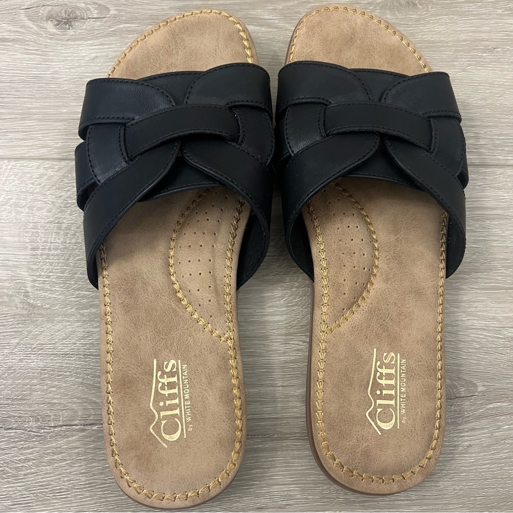 CLIFFS BY WHITE MOUNTAIN Fredie Slide Sandals Size 9.5 M Black